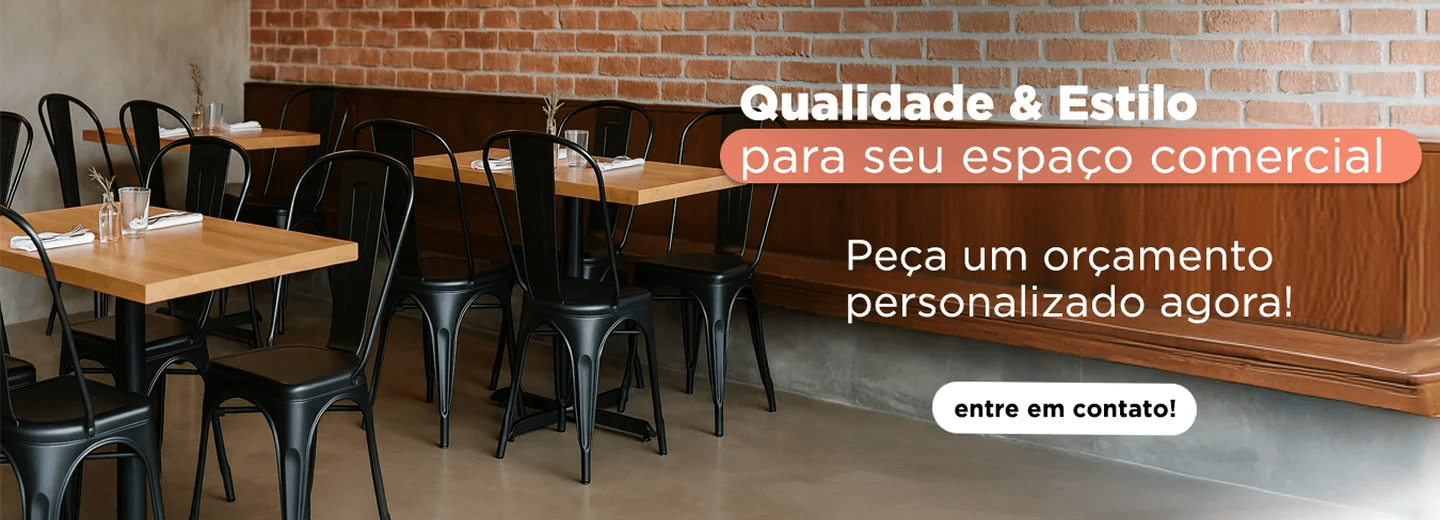 Ambiente comercial com mesas e cadeiras de estilo industrial Laráz