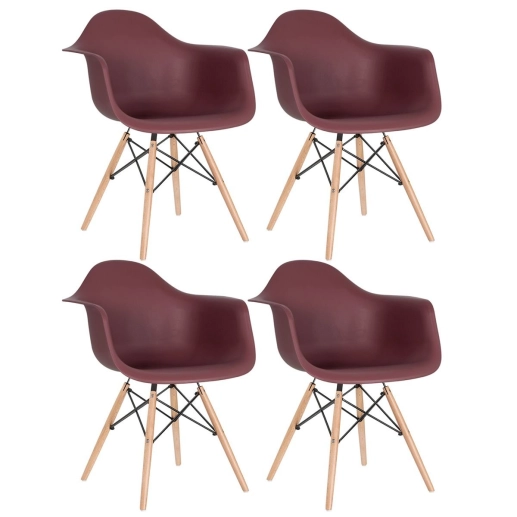 Produto Kit 4 Cadeiras de jantar Charles Eames Eiffel DAW em Polipropileno - Marrom