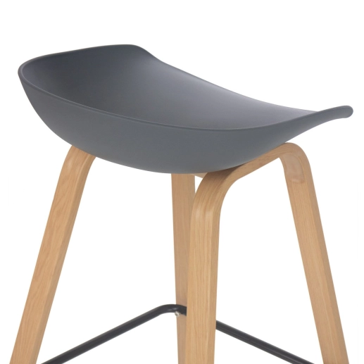 Produto Banqueta alta para bancada Cassia com base de madeira 78 cm - Cinza Escuro