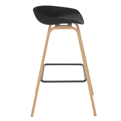 Produto Banqueta alta para bancada Cassia com base de madeira 78 cm - Preto