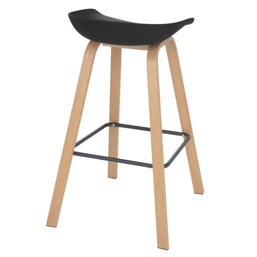 Produto Banqueta alta para bancada Cassia com base de madeira 78 cm - Preto