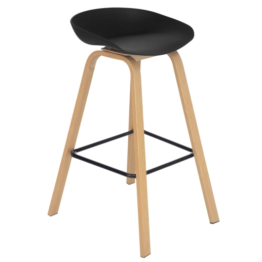 Produto Banqueta alta para bancada Cassia com base de madeira 78 cm - Preto