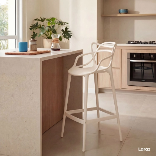 Banqueta alta para bancada Master Allegra em Polipropileno 78 cm - Creme Produto Banqueta alta para bancada Master Allegra em Polipropileno 78 cm - Creme