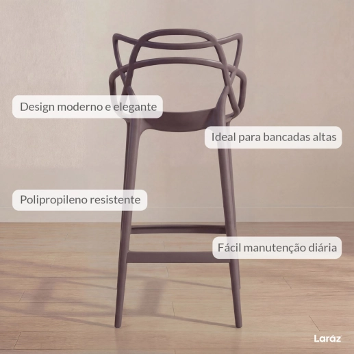 Produto Banqueta alta para bancada Master Allegra em Polipropileno 76 cm - Fendi
