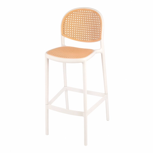 Banqueta alta para bancada Mumbai com assento anatômico 78 cm – Branco Produto Banqueta alta para bancada Mumbai com assento anatômico 78 cm – Branco