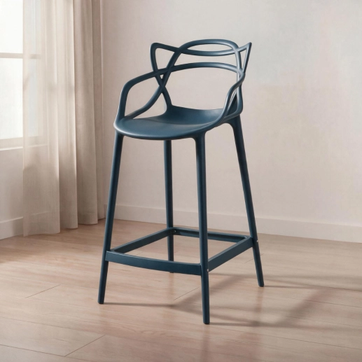 Banqueta média para bancada Master Allegra em Polipropileno 66 cm - Azul petróleo Produto Banqueta média para bancada Master Allegra em Polipropileno 66 cm - Azul petróleo