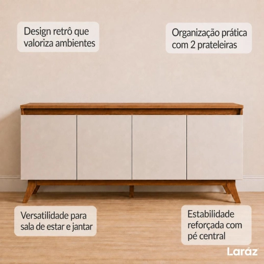 Buffet Aparador Nantes Laráz 4 Portas Off White para Sala de Jantar e Estar Produto Buffet Aparador Nantes Laráz 4 Portas Off White para Sala de Jantar e Estar