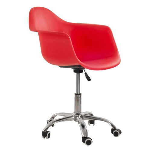 Produto Cadeira com rodízios Eames Office escritório com apoio de braços - Vermelho