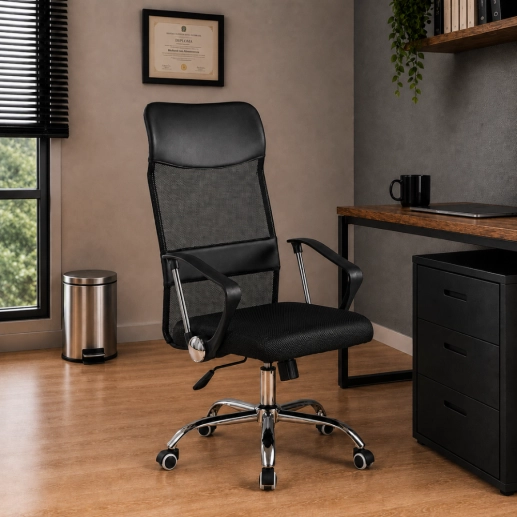 Cadeira de Escritório Presidente Dylan Mesh Ergonômica - Preta Produto Cadeira de Escritório Presidente Dylan Mesh Ergonômica - Preta