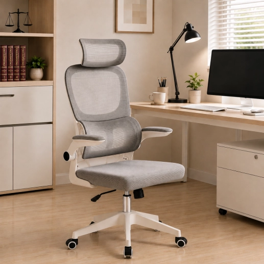 Cadeira de Escritório Presidente Genebra Mesh Ergonômica - Branco Produto Cadeira de Escritório Presidente Genebra Mesh Ergonômica - Branco