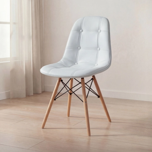 Produto Cadeira de jantar Charles Eames Eiffel Botonê Estofada - Cinza claro