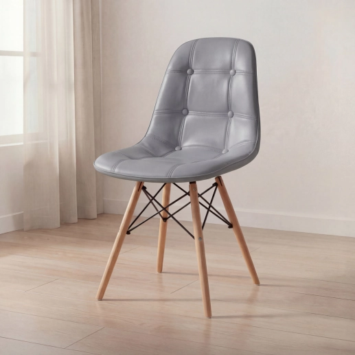 Produto Cadeira de jantar Charles Eames Eiffel Botonê Estofada - Cinza escuro
