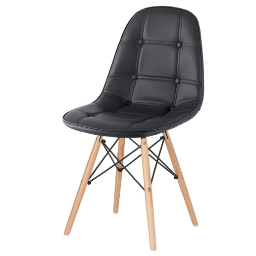 Produto Cadeira de jantar Charles Eames Eiffel Botonê Estofada - Preto