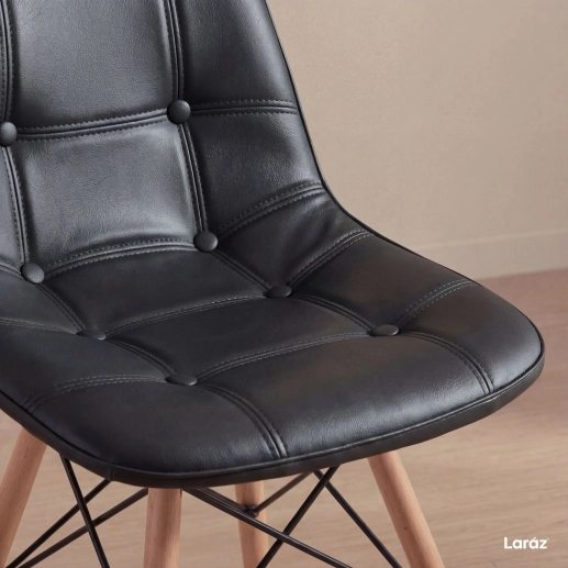 Produto Cadeira de jantar Charles Eames Eiffel Botonê Estofada - Preto