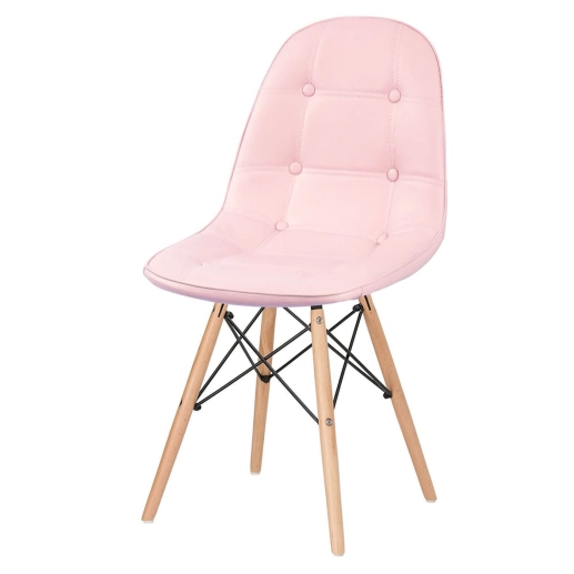 Produto Cadeira de jantar Charles Eames Eiffel Botonê Estofada - Rosa claro