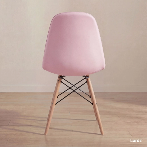 Produto Cadeira de jantar Charles Eames Eiffel Botonê Estofada - Rosa claro