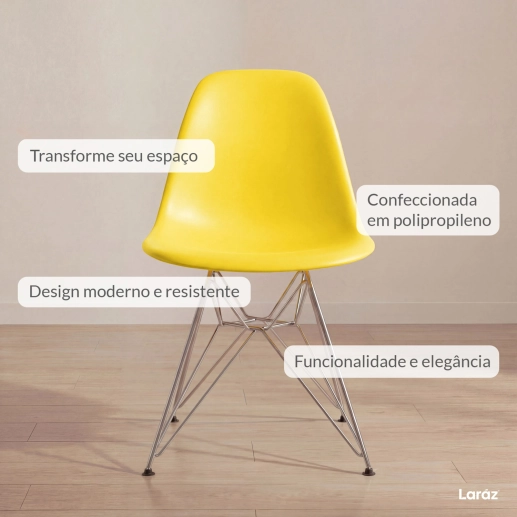 Produto Cadeira de jantar Charles Eames Eiffel DKR em Polipropileno - Amarelo