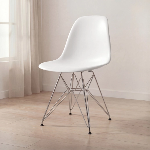 Cadeira de jantar Charles Eames Eiffel DKR em Polipropileno - Branco Produto Cadeira de jantar Charles Eames Eiffel DKR em Polipropileno - Branco