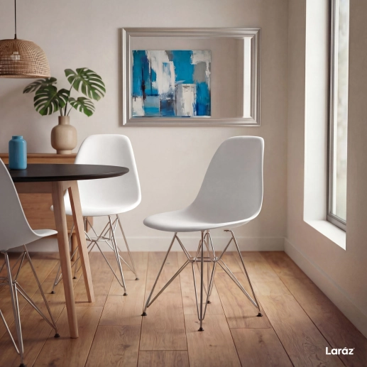 Cadeira de jantar Charles Eames Eiffel DKR em Polipropileno - Branco Produto Cadeira de jantar Charles Eames Eiffel DKR em Polipropileno - Branco