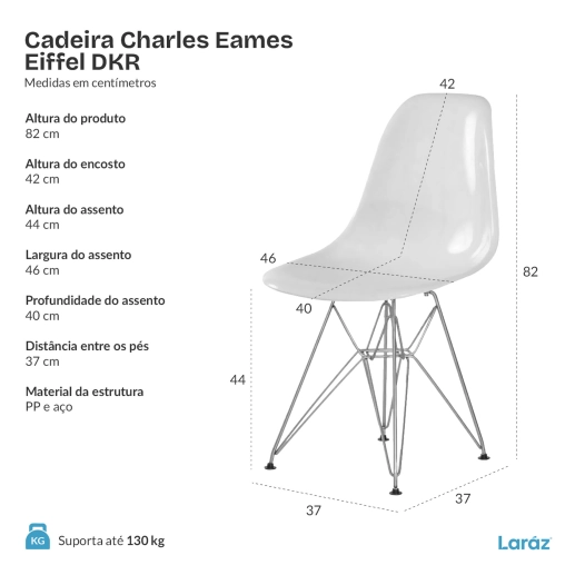 Cadeira de jantar Charles Eames Eiffel DKR em Polipropileno - Branco Produto Cadeira de jantar Charles Eames Eiffel DKR em Polipropileno - Branco