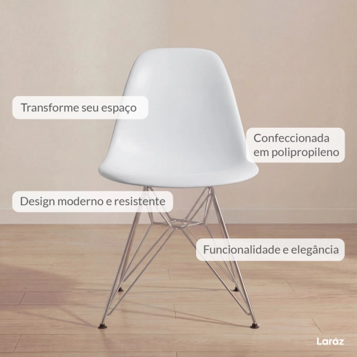 Produto Cadeira de jantar Charles Eames Eiffel DKR em Polipropileno - Cinza claro