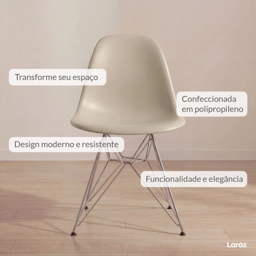 Produto Cadeira de jantar Charles Eames Eiffel DKR em Polipropileno - Nude