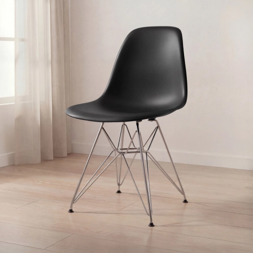Produto Cadeira de jantar Charles Eames Eiffel DKR em Polipropileno - Preto