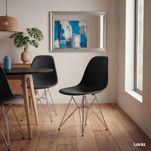 Produto Cadeira de jantar Charles Eames Eiffel DKR em Polipropileno - Preto