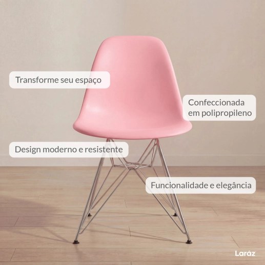 Produto Cadeira de jantar Charles Eames Eiffel DKR em Polipropileno - Rosa claro