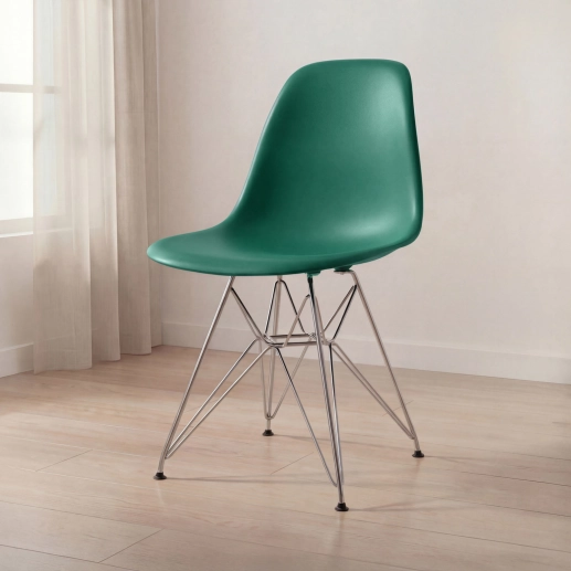 Produto Cadeira de jantar Charles Eames Eiffel DKR em Polipropileno - Verde escuro