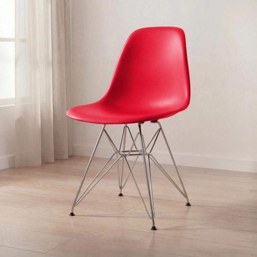 Produto Cadeira de jantar Charles Eames Eiffel DKR em Polipropileno - Vermelho