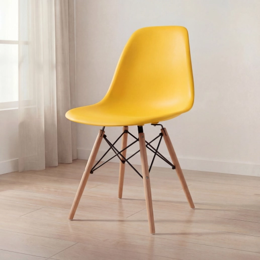 Cadeira de jantar Charles Eames Eiffel DSW em Polipropileno - Amarelo Produto Cadeira de jantar Charles Eames Eiffel DSW em Polipropileno - Amarelo