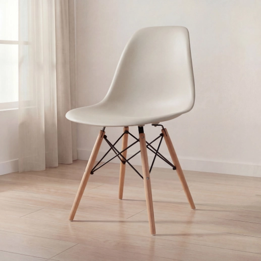 Cadeira de jantar Charles Eames Eiffel DSW em Polipropileno - Nude Produto Cadeira de jantar Charles Eames Eiffel DSW em Polipropileno - Nude