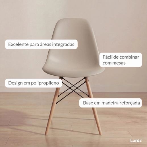 Cadeira de jantar Charles Eames Eiffel DSW em Polipropileno - Nude Produto Cadeira de jantar Charles Eames Eiffel DSW em Polipropileno - Nude