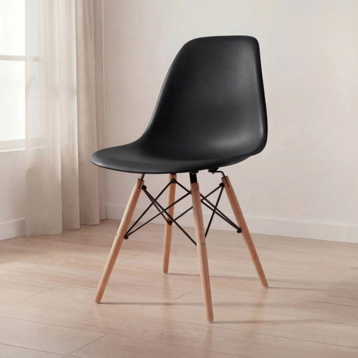 Produto Cadeira de jantar Charles Eames Eiffel DSW em Polipropileno - Preto