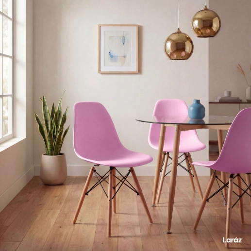 Produto Cadeira de jantar Charles Eames Eiffel DSW em Polipropileno - Rosa claro