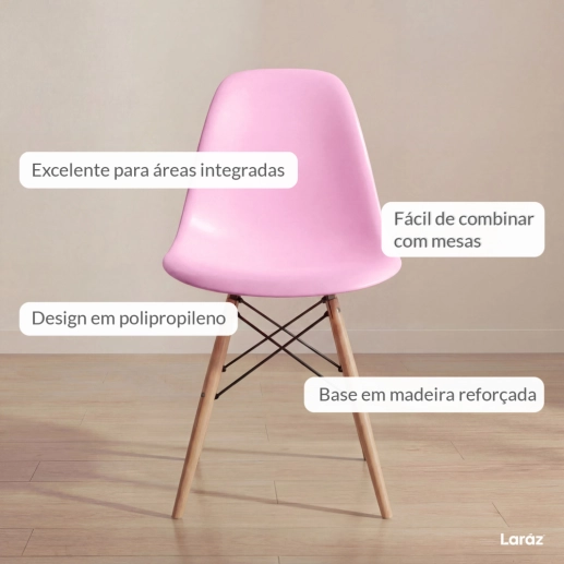Produto Cadeira de jantar Charles Eames Eiffel DSW em Polipropileno - Rosa claro