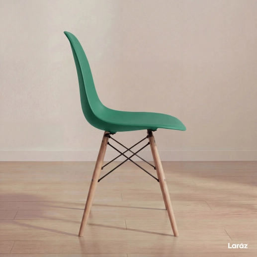 Cadeira de jantar Charles Eames Eiffel DSW em Polipropileno - Verde escuro Produto Cadeira de jantar Charles Eames Eiffel DSW em Polipropileno - Verde escuro