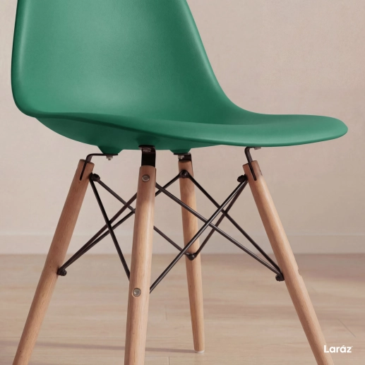 Cadeira de jantar Charles Eames Eiffel DSW em Polipropileno - Verde escuro Produto Cadeira de jantar Charles Eames Eiffel DSW em Polipropileno - Verde escuro