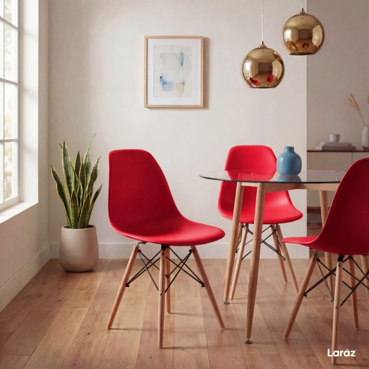 Produto Cadeira de jantar Charles Eames Eiffel DSW em Polipropileno - Vermelho
