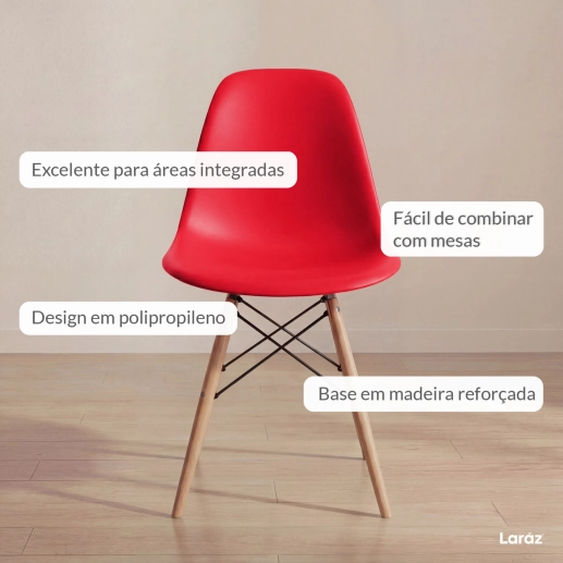 Produto Cadeira de jantar Charles Eames Eiffel DSW em Polipropileno - Vermelho