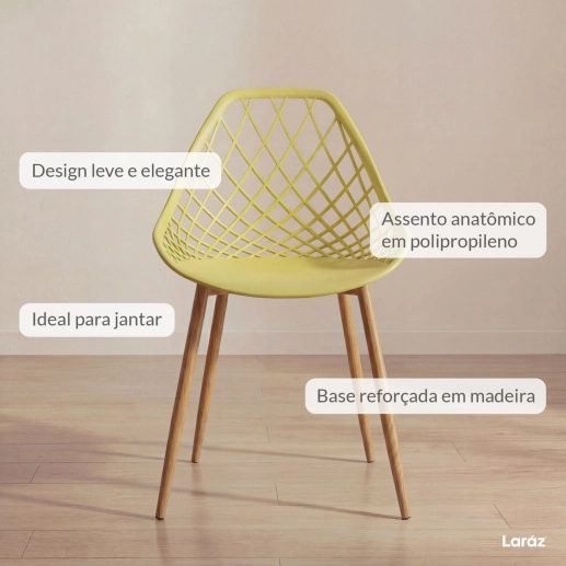 Produto Cadeira de jantar Clarice Cloe com design contemporâneo - Amarelo