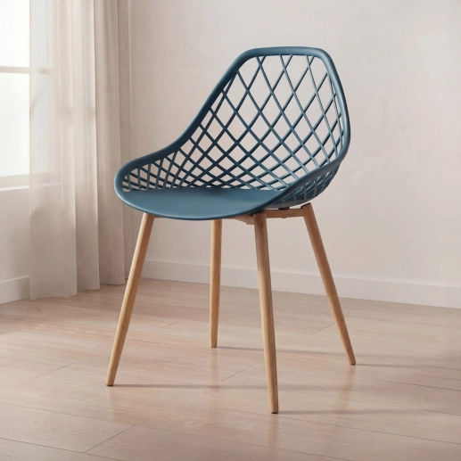 Produto Cadeira de jantar Clarice Cloe com design contemporâneo - Azul petróleo