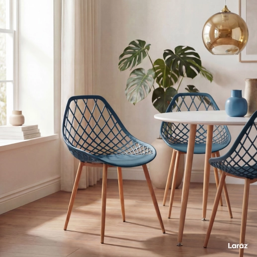 Produto Cadeira de jantar Clarice Cloe com design contemporâneo - Azul petróleo