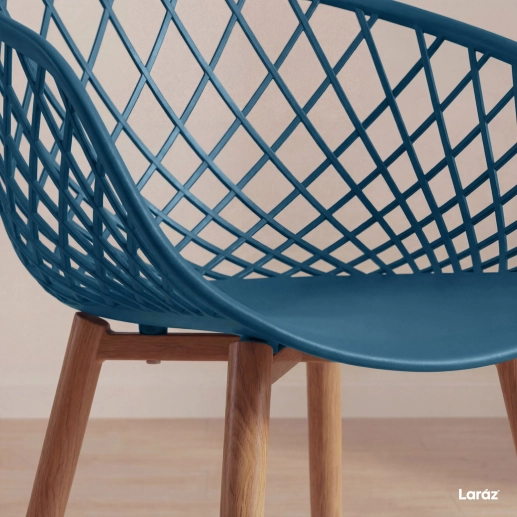 Produto Cadeira de jantar Clarice Nest com design moderno e anatômico - Azul petróleo