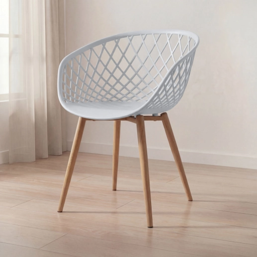 Produto Cadeira de jantar Clarice Nest com design moderno e anatômico - Cinza