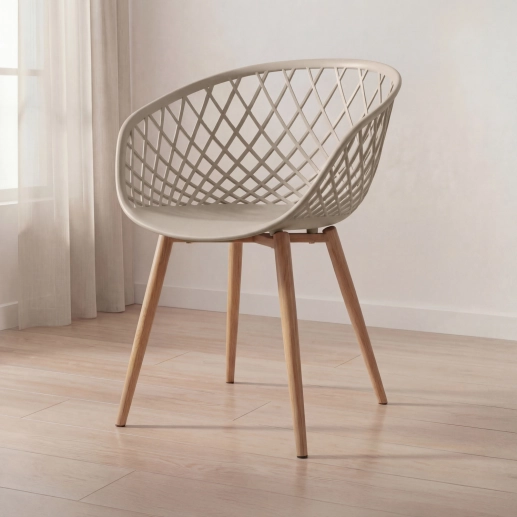 Produto Cadeira de jantar Clarice Nest com design moderno e anatômico - Nude