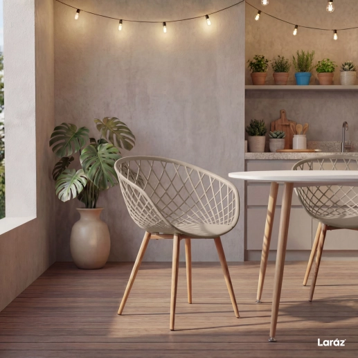 Produto Cadeira de jantar Clarice Nest com design moderno e anatômico - Nude