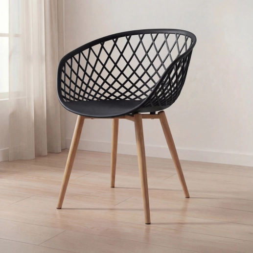 Produto Cadeira de jantar Clarice Nest com design moderno e anatômico - Preto