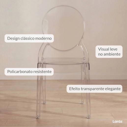 Produto Cadeira de jantar Elizabeth Ghost em Policarbonato Transparente - Incolor